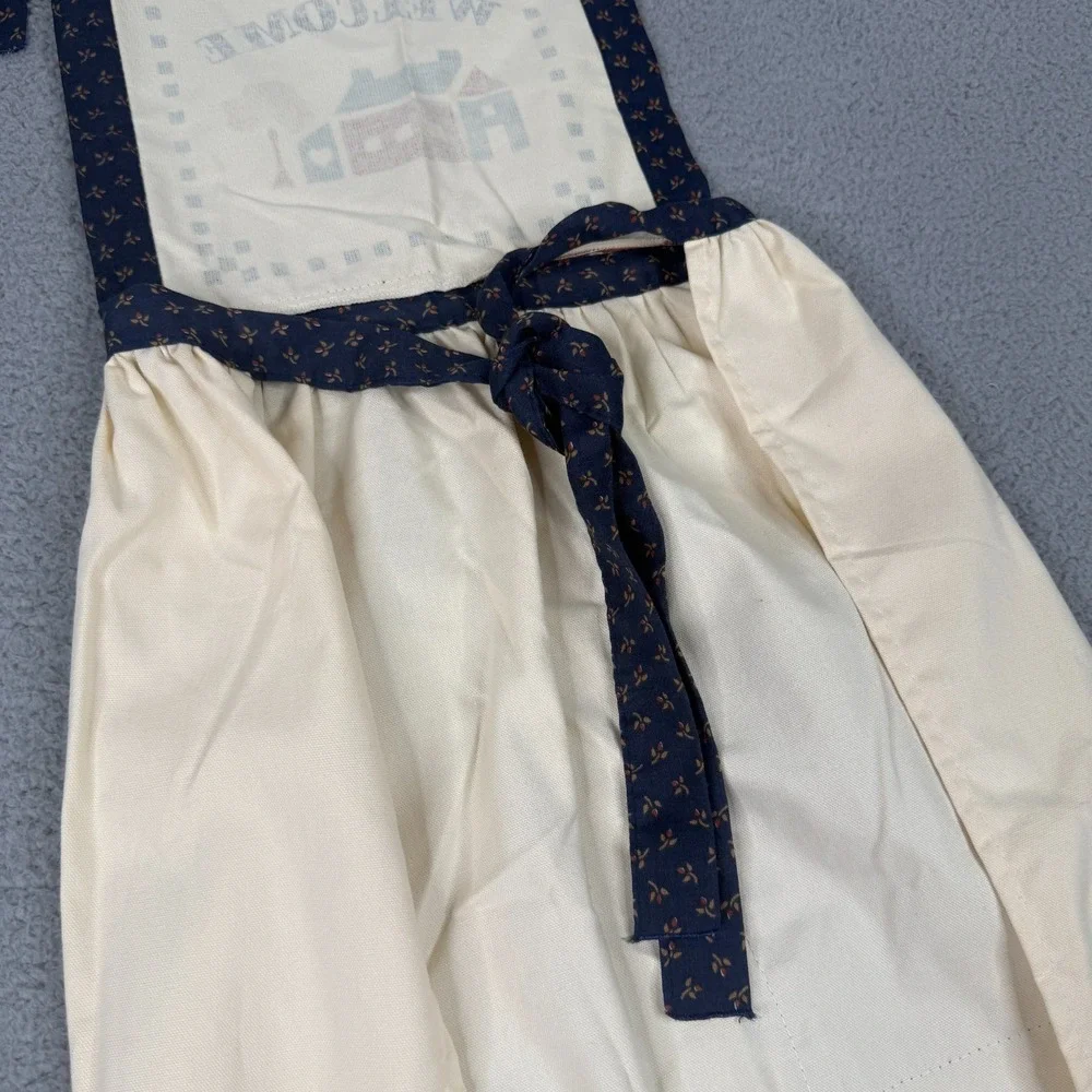 VTG Handmade Full Bib Apron Welcome House Primitive Country Cottagecore Prairie